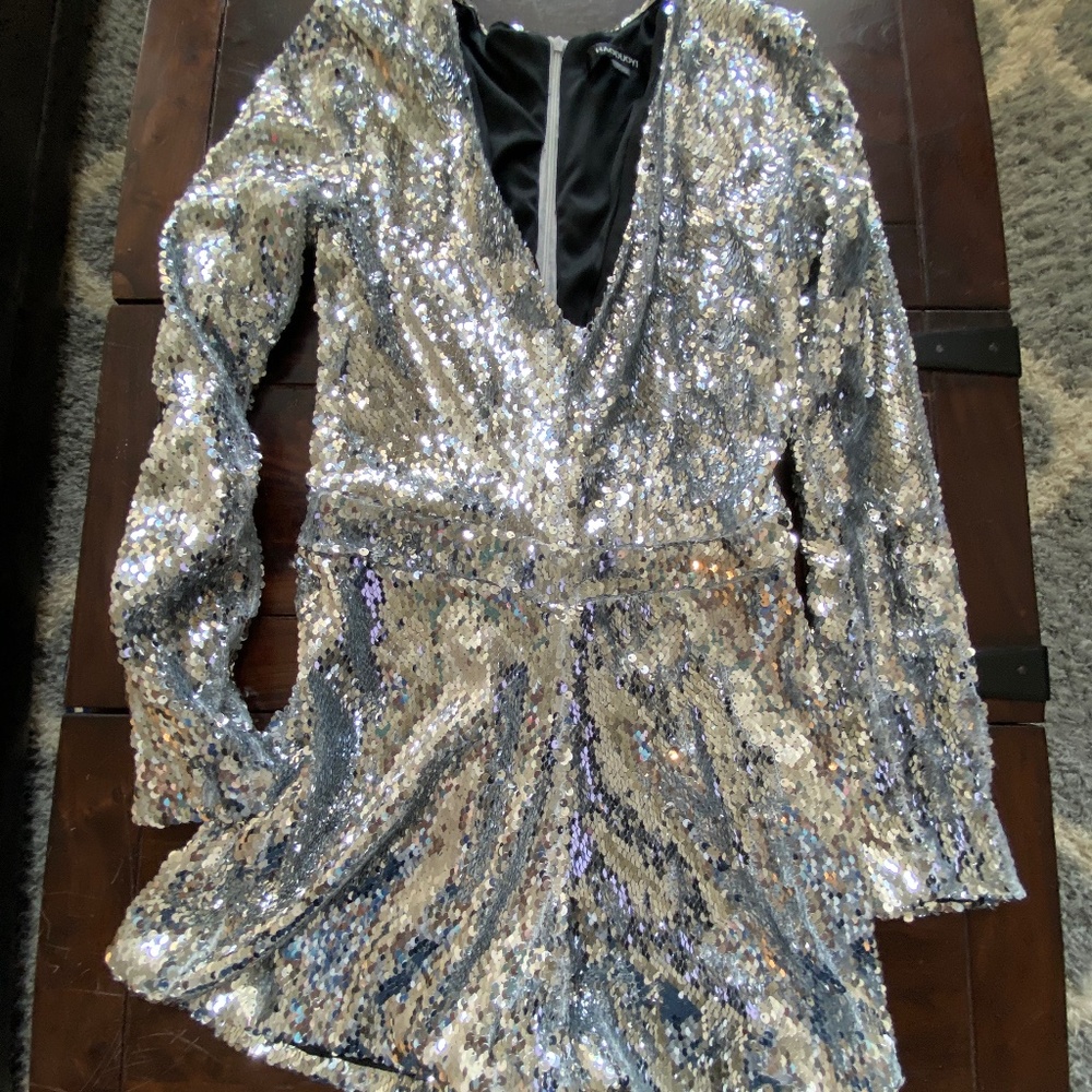 Haoduoyi Silver Sequins Romper S